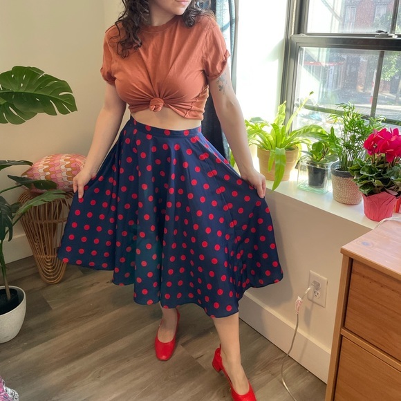 Polka Dot Full Midi Skirts